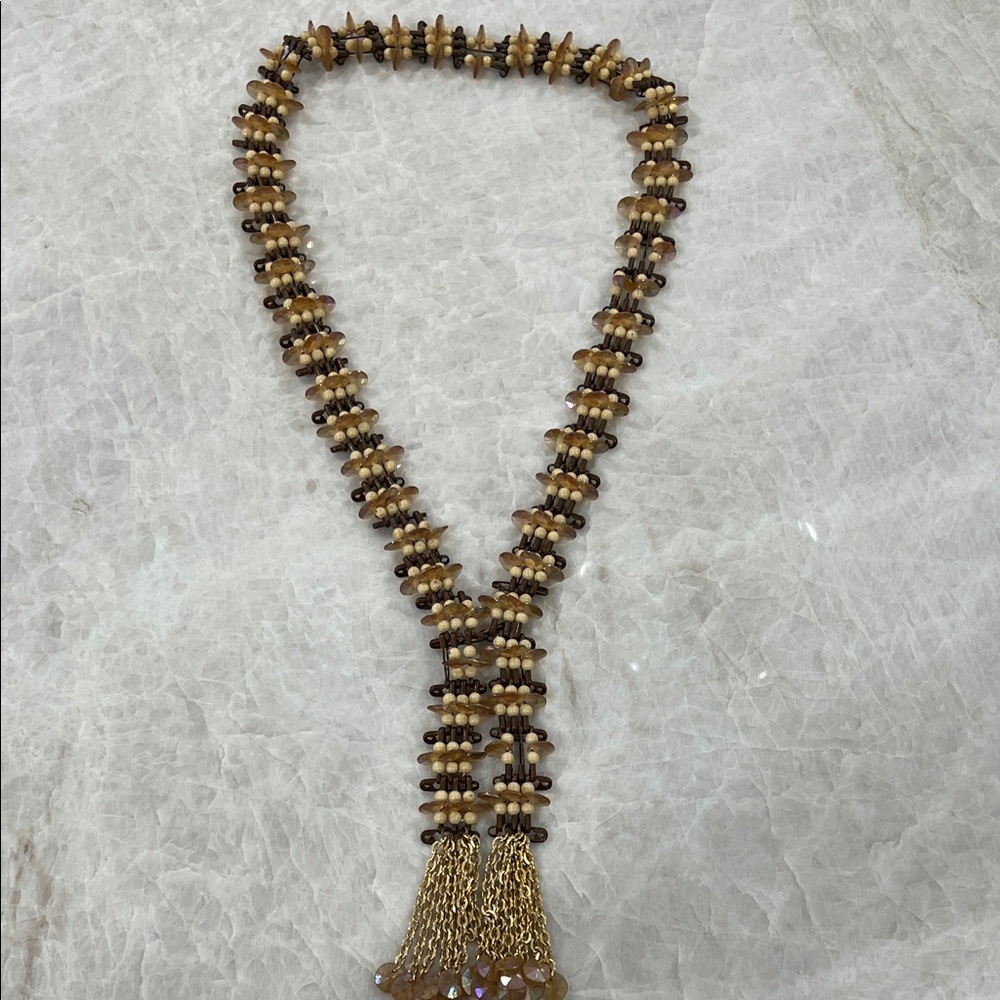 Chic Beaded Necklace with Gold Tassel
